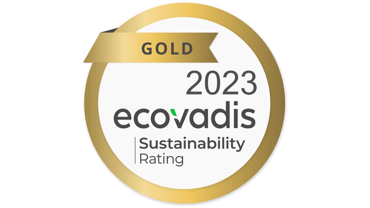 Golden EcoVadis award for sustainability performance with a Sustainability Rating
