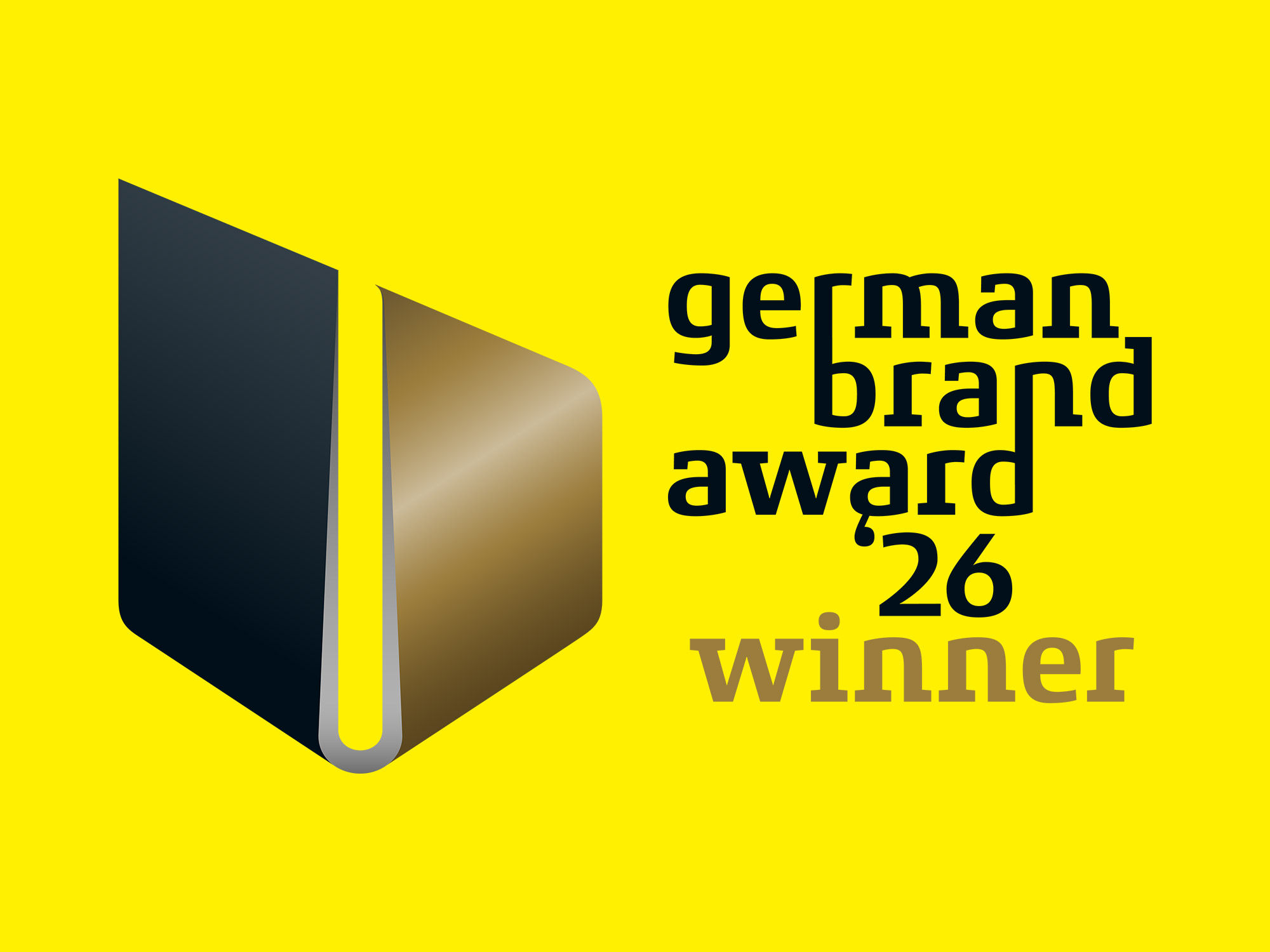 German Brand Award 2026 on a yellow background