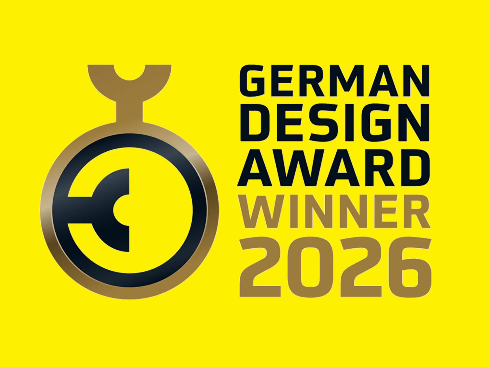 German Design Award 2026 on a yellow background