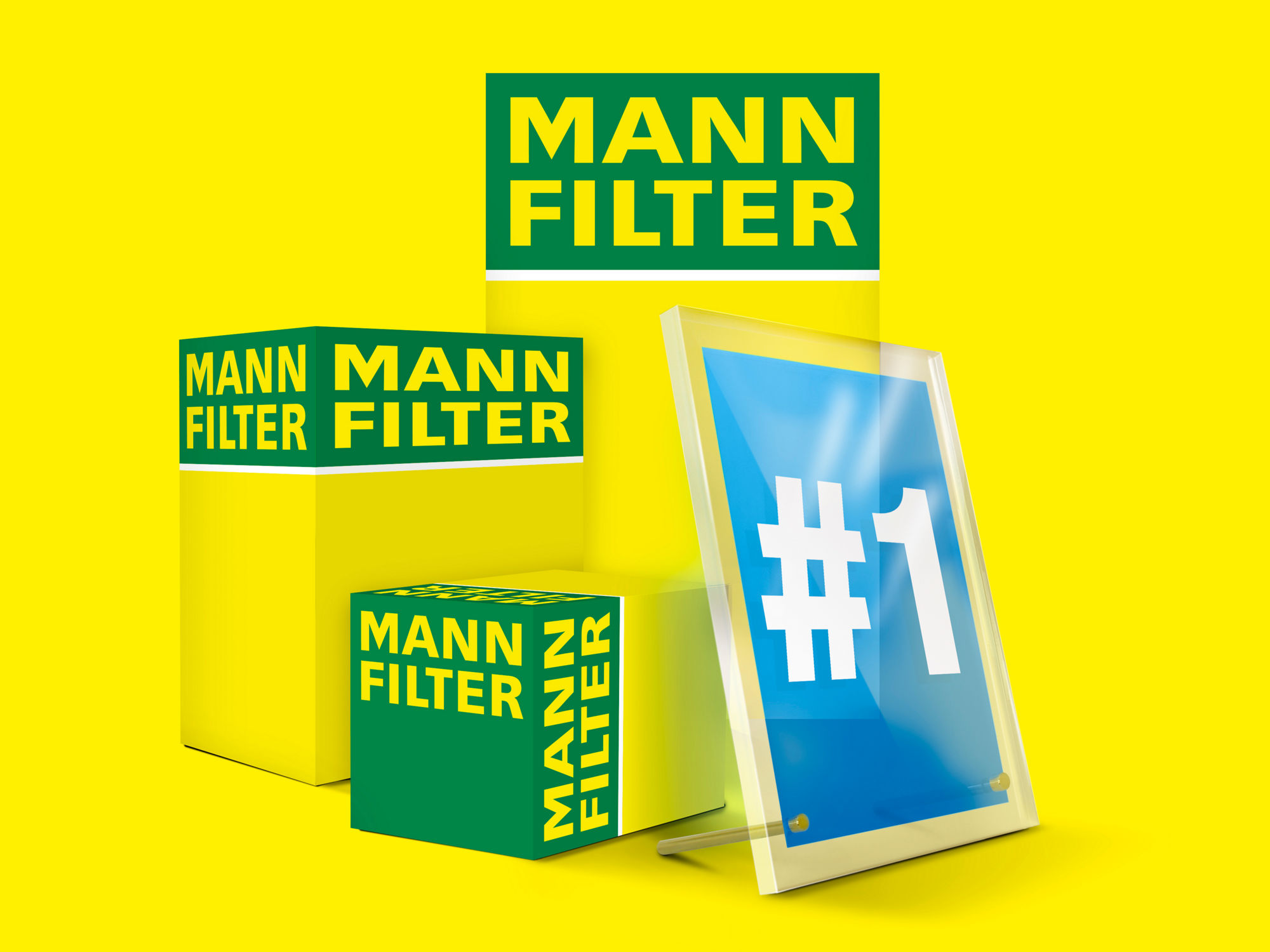 MANN-FILTER Verpackungen mit Award-Symbol als Zeichen für Auszeichnungen 