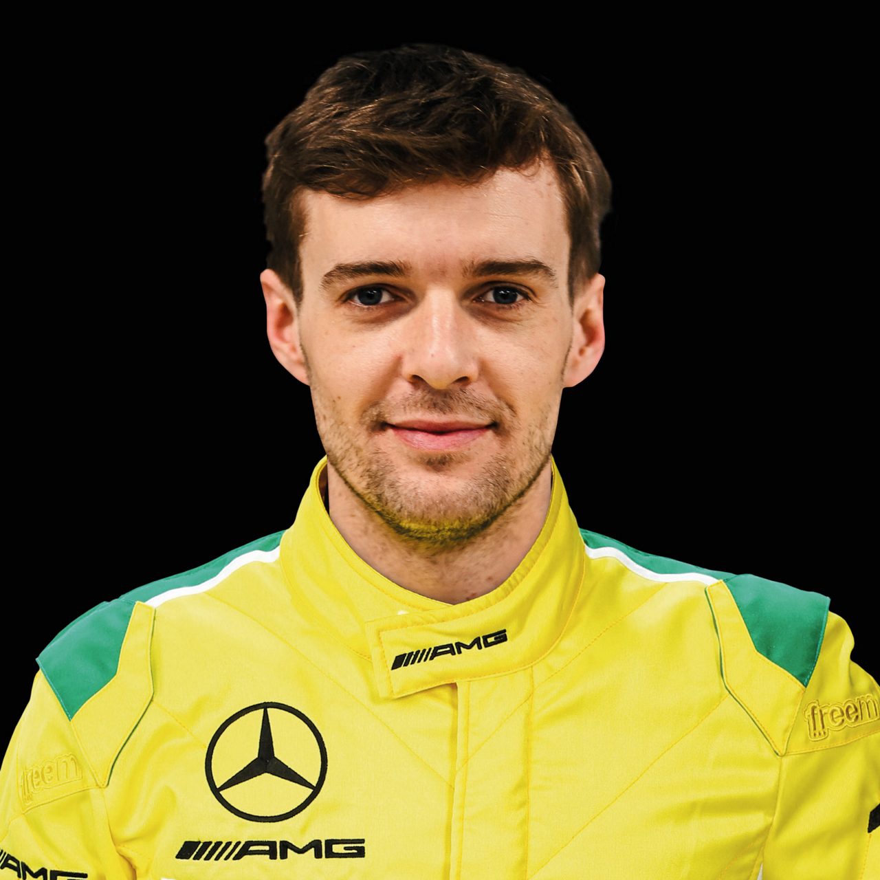 In yellow-green racing suit - MANN-FILTER Mamba driver 2025 Matteo Cairoli for GWTC