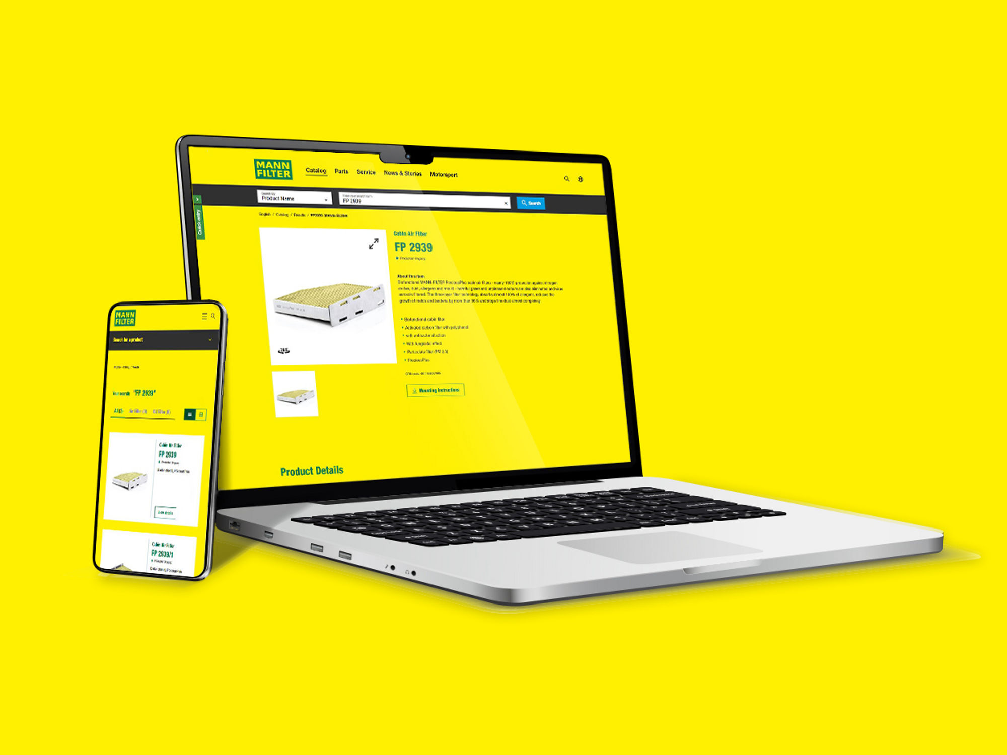 The MANN-FILTER Online Catalog for different devices