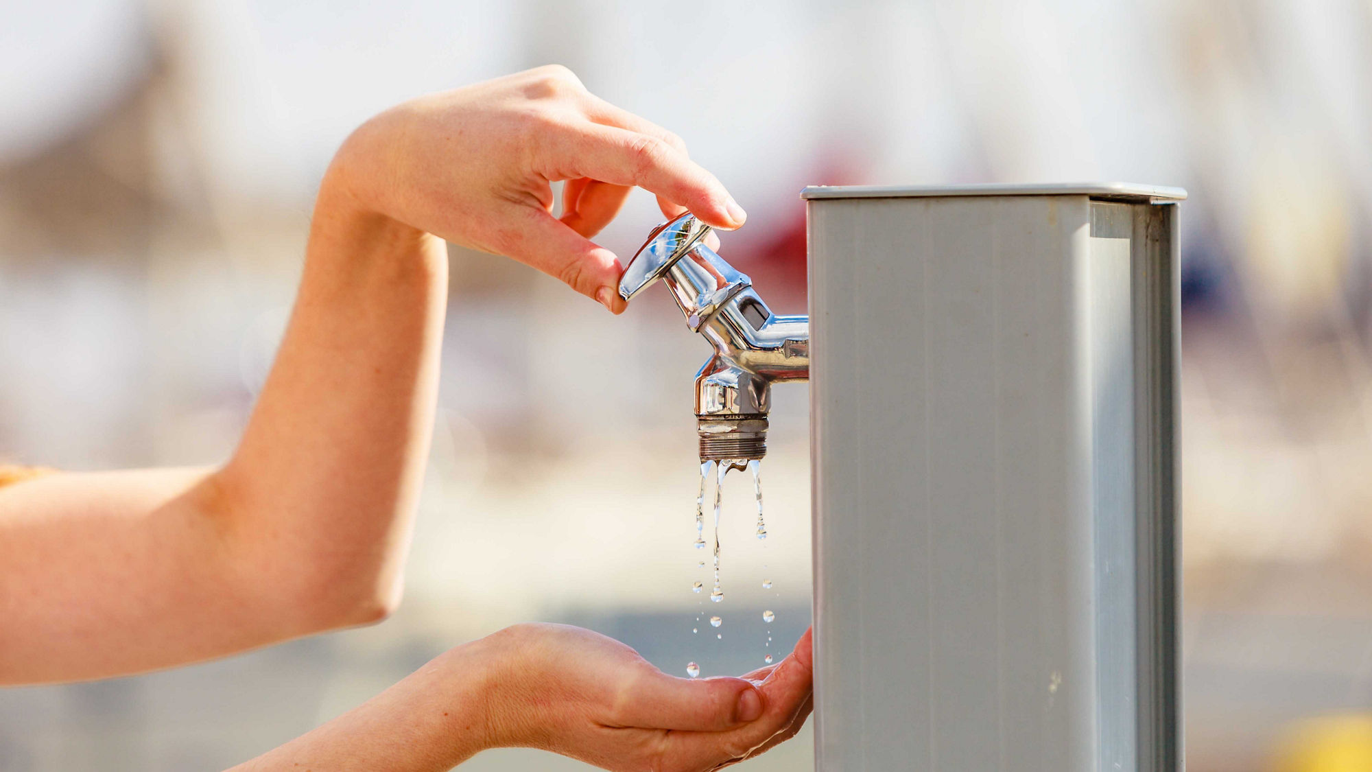 Municipal drinking water fountain