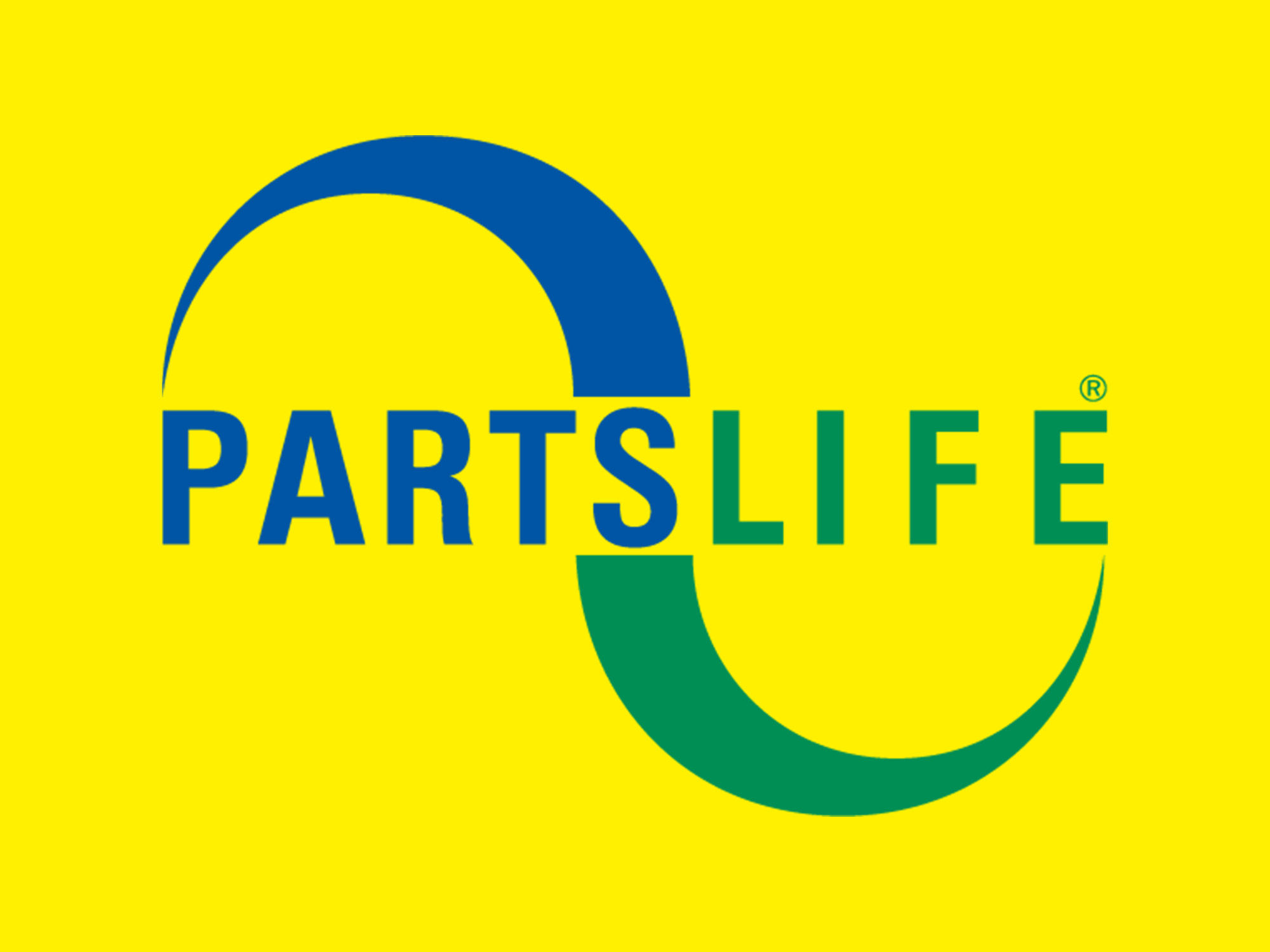 Partslife award in blue and green lettering on a yellow background