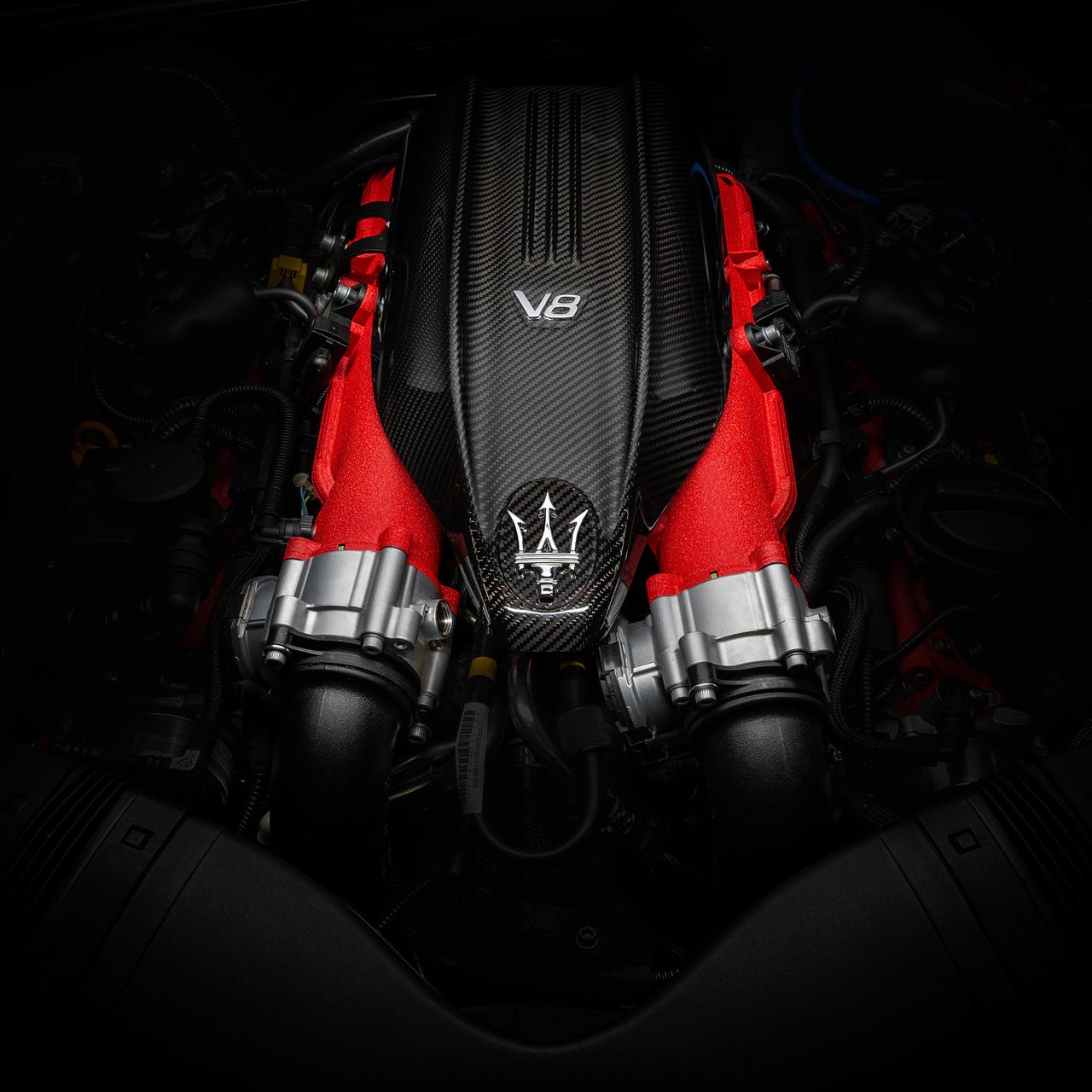 V8 Engine closeup of Ghibli Trofeo