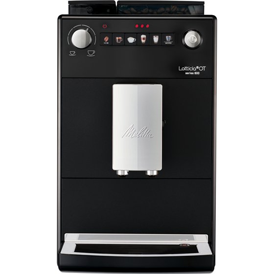 Melitta® Kaffeevollautomat Melitta 6771892 1 – Compact black coffee machine with minimalist design shown from front
