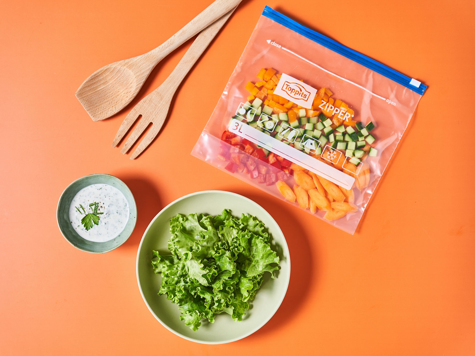 Essen in der Schale und im Zipper Beutel