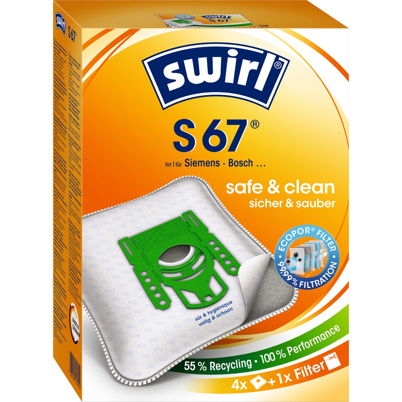 Swirl EcoPor Staubsaugerbeutel S 67 Verpackung Vorderseite