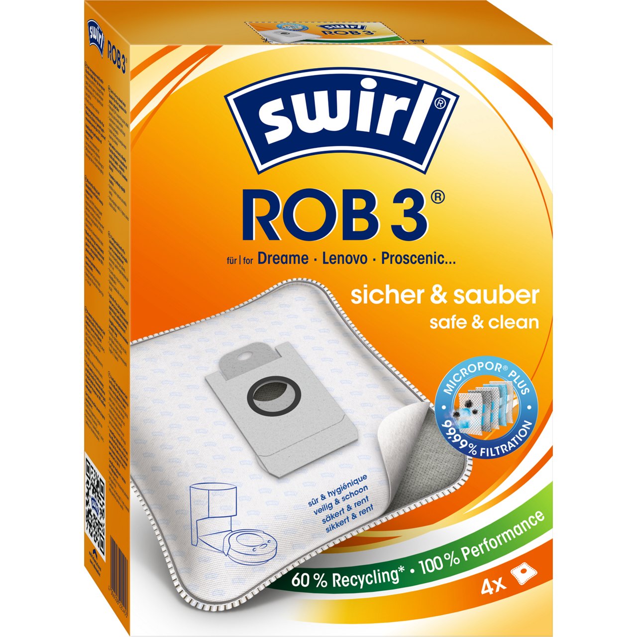 Swirl MicroPor Staubsaugerbeutel ROB 3 Verpackung Vorderseite