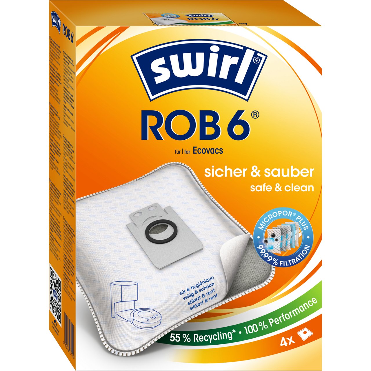 Swirl MicroPor Staubsaugerbeutel ROB 6 Verpackung Vorderseite