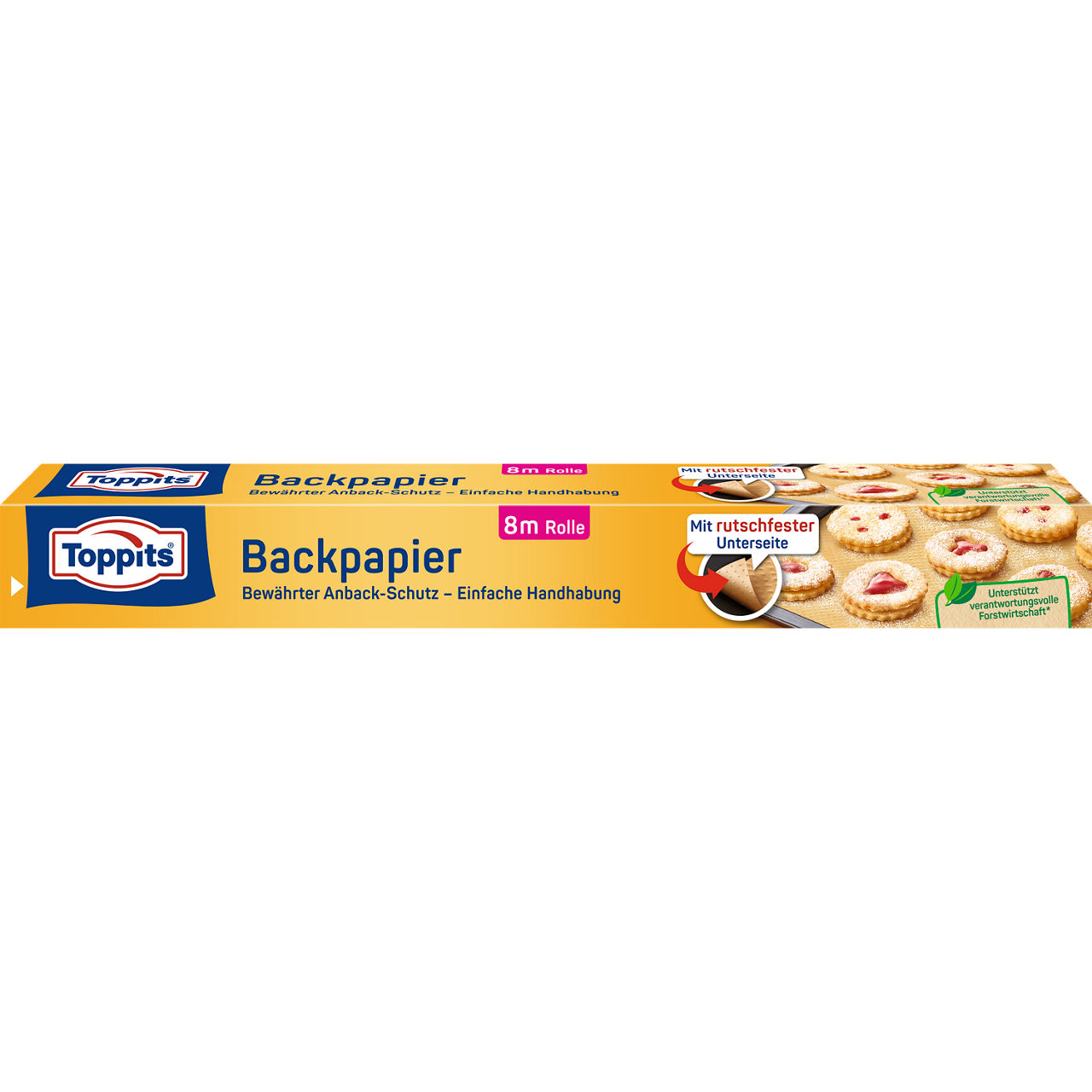 Toppits Non Stick Bakingpaper Rolle 8m Verpackung Vorderseite DE 