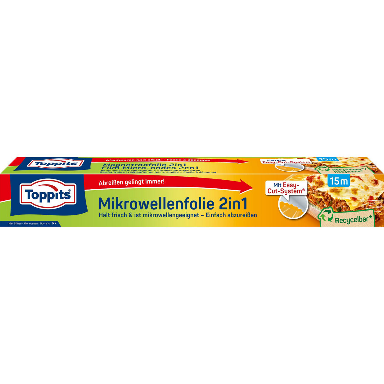 Vorderseite der Verpackung Toppits Mikrowellenfolie 2in1