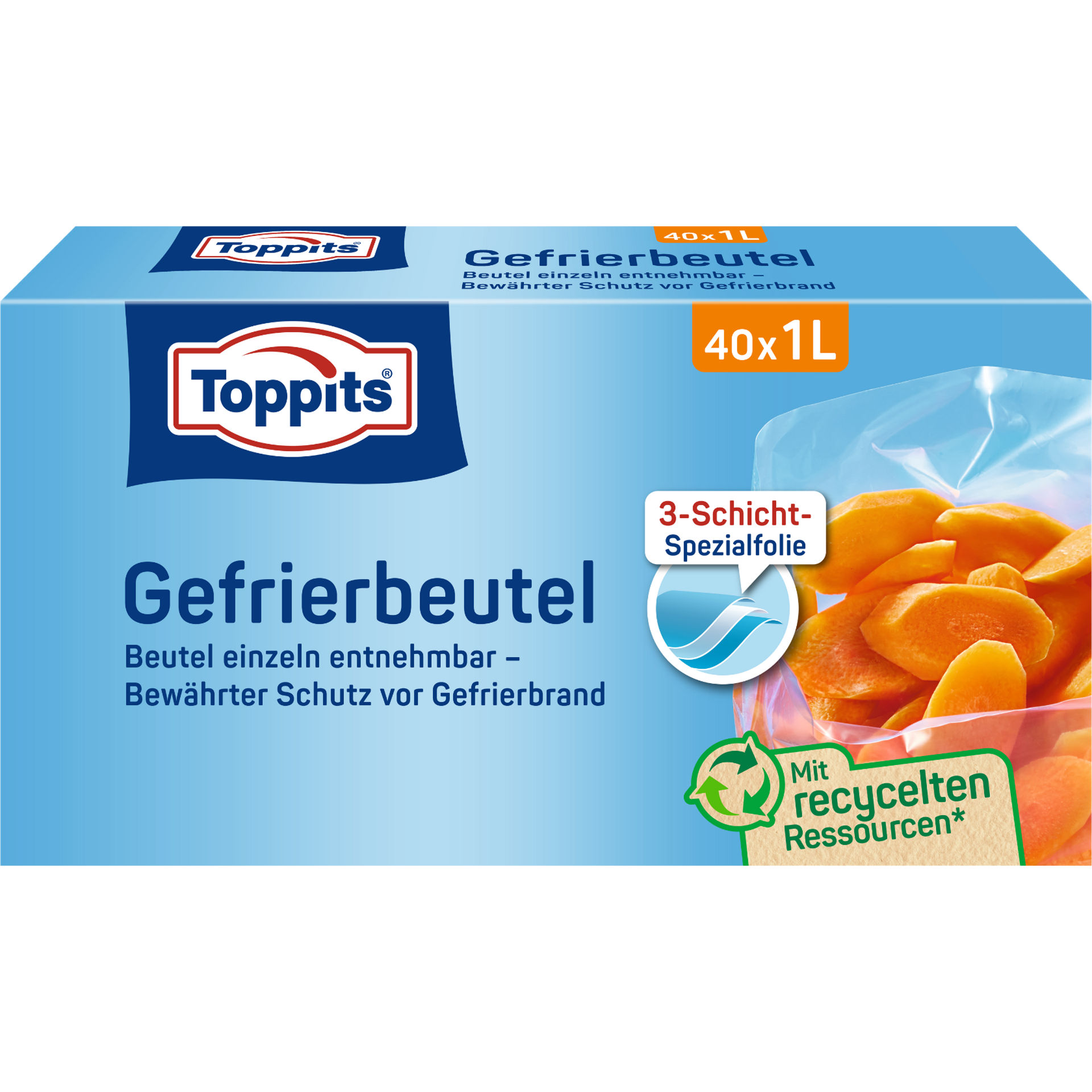 Toppits Gefrierbeutel 40x1L Verpackung Vorderseite