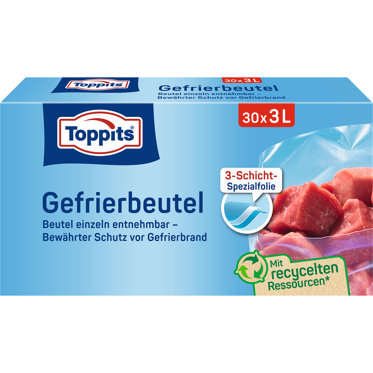 Toppits Gefrierbeutel 30x3L Verpackung Vorderseite DE