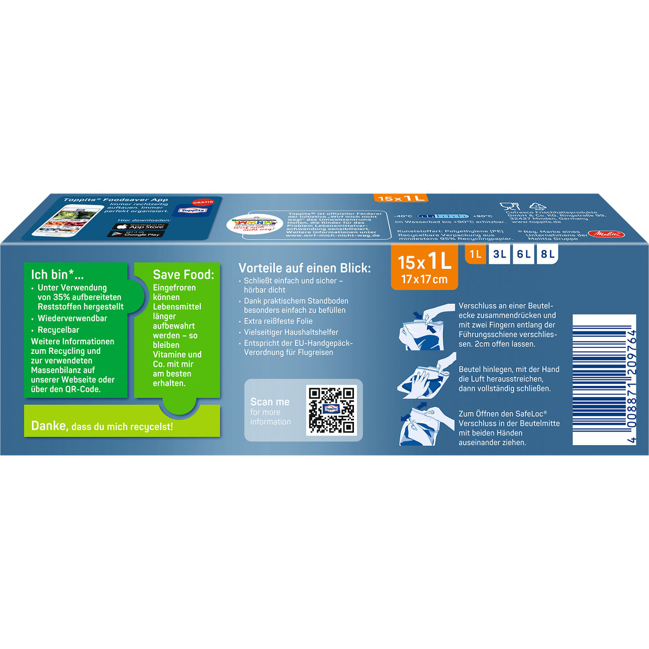 Ziploc Gefrierbeutel Mit Standboden – 10 Stück, Slider-Verschluss, Ideal Zum Einfrieren