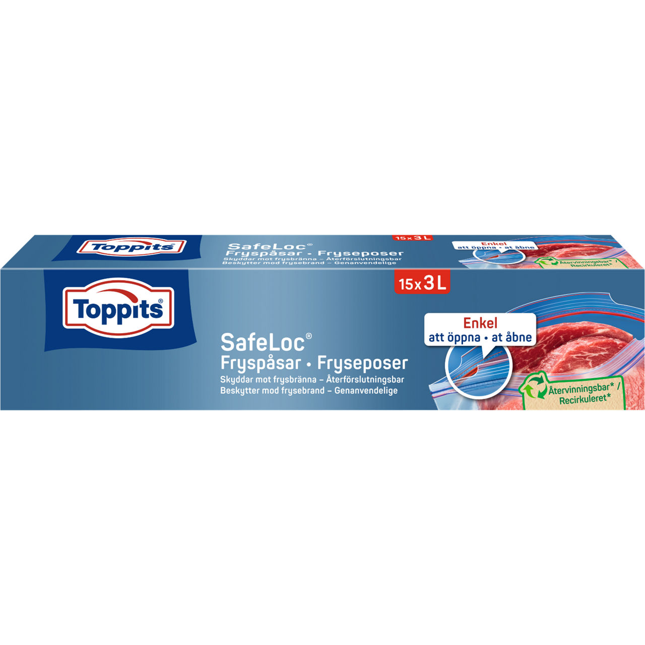 Toppits® SafeLoc®-påsar håller maten fräsch och skyddad med en säker zip-låsning. Perfekt för förvaring, infrysning och organisering – enkel att öppna och stänga, gång på gång!  