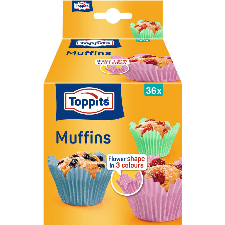 Toppits, Flower Muffin Cups, Packaging Relaunch 2025/26, Packshot, DE, AT, CH, BE, SE, DK, GS1