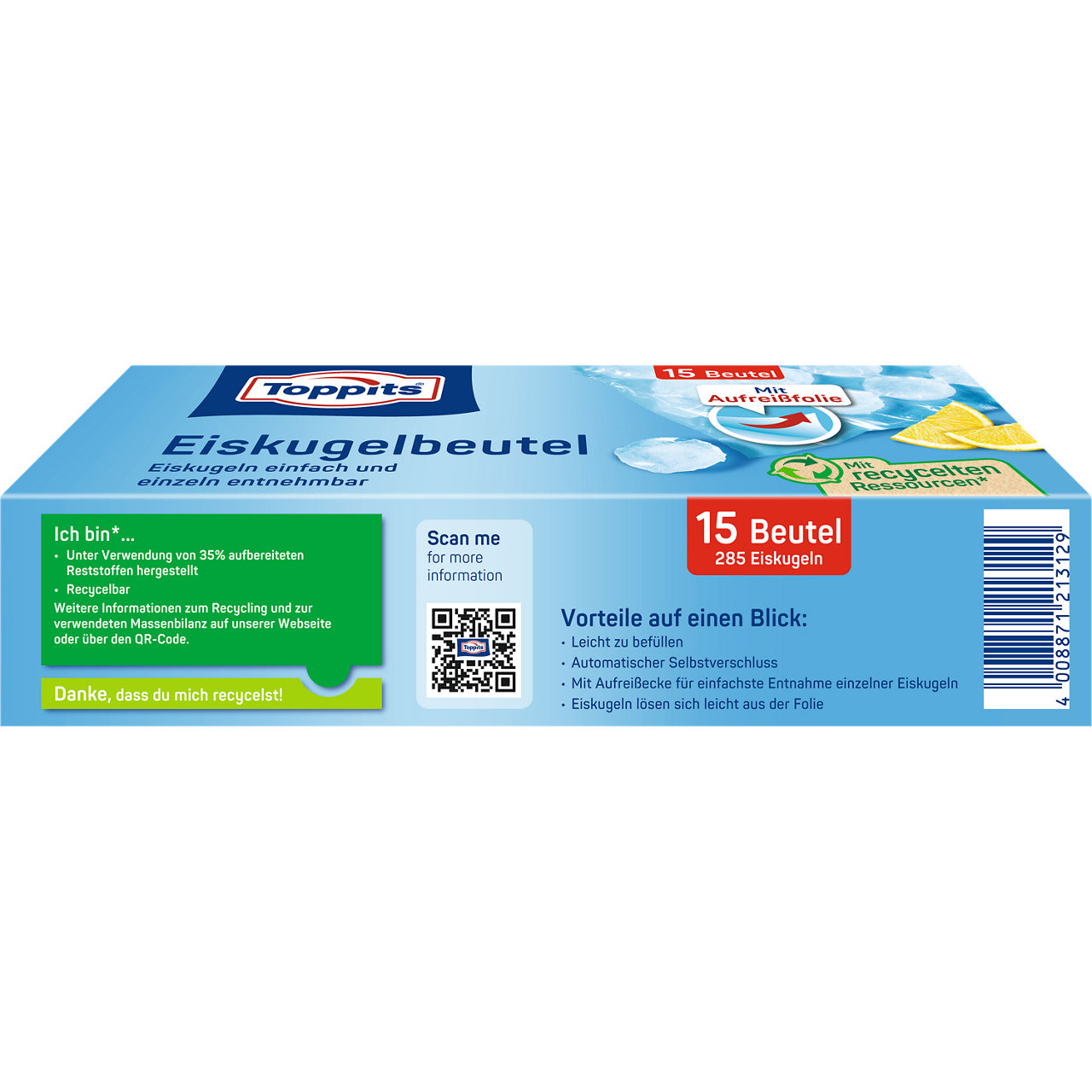Toppits Eiskugelbeutel 15 Beutel - Verpackung Rückseite