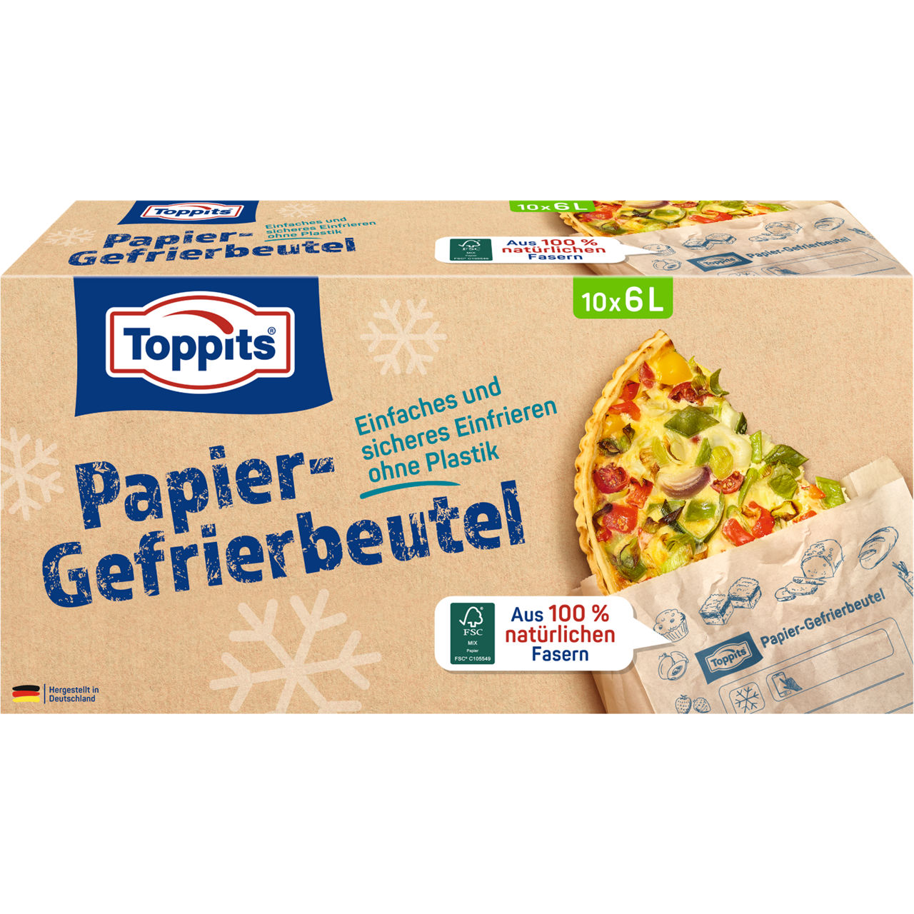 Toppits Papier- Gefrierbeutel 10x6L - Verpackung Vorderseite