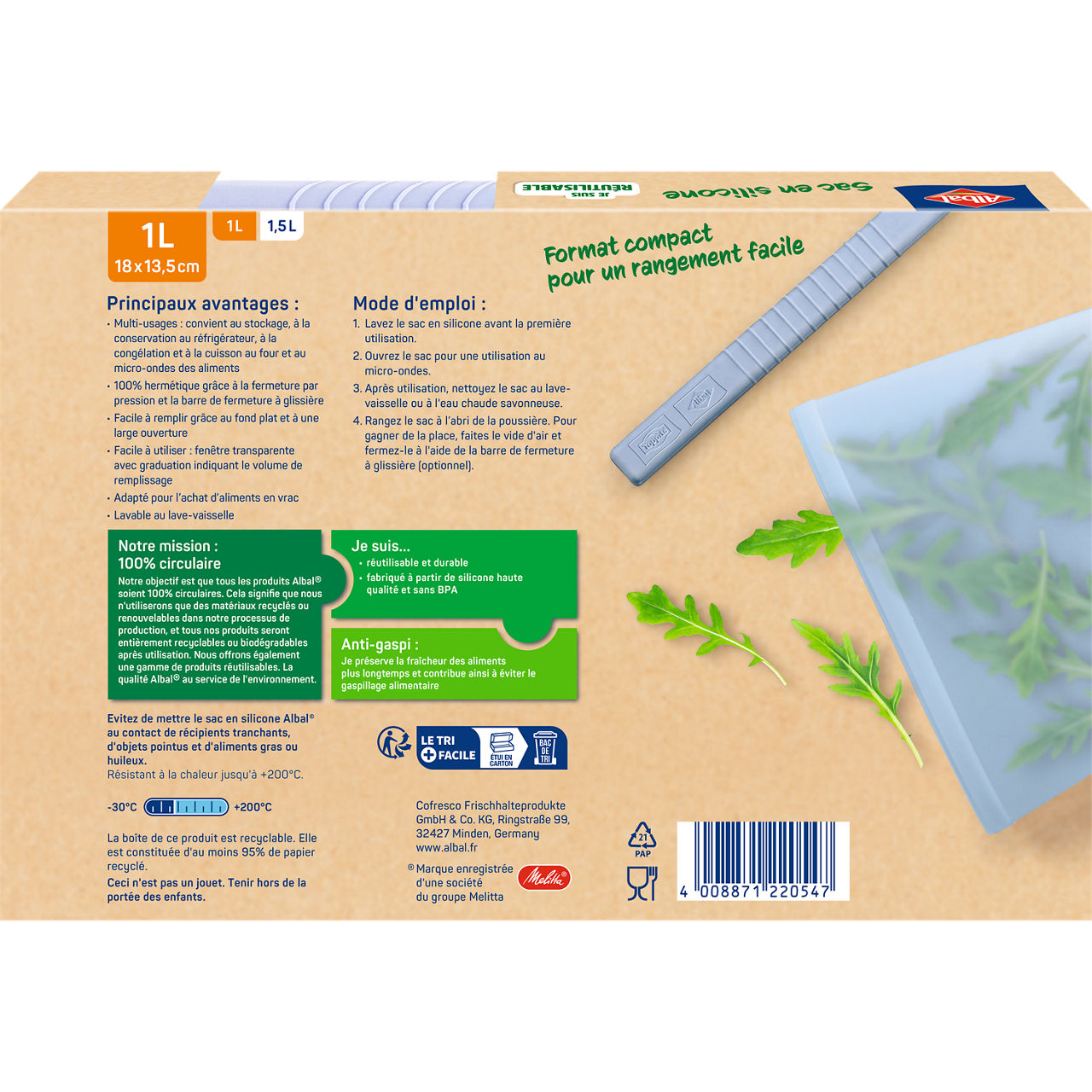 231397 6783664 4008871220547 6782967 Albal Silikonbeutel 1L FR 025-040-460