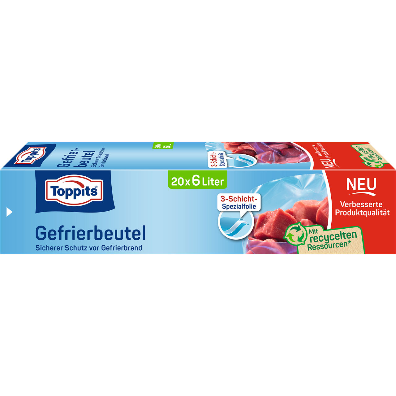 Toppits Gefrierbeutel 20x6L Verpackungsvorderseite 