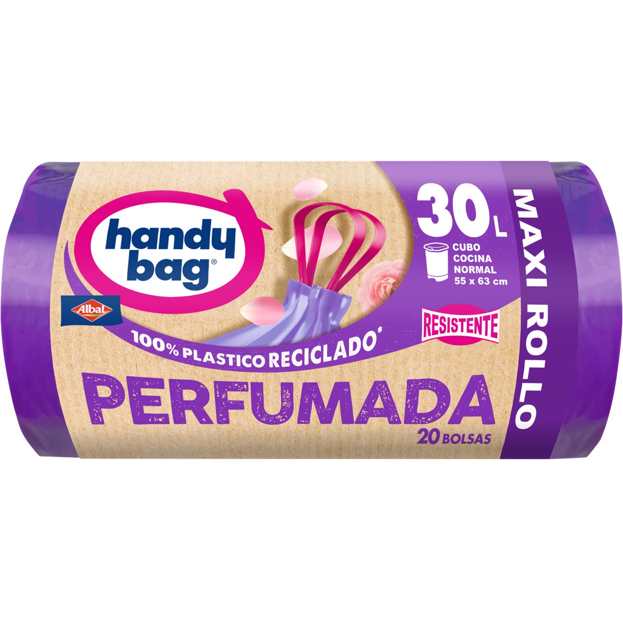 Rollo de bolsas de basura Handybag perfumadas de 30 litros maxi rollo