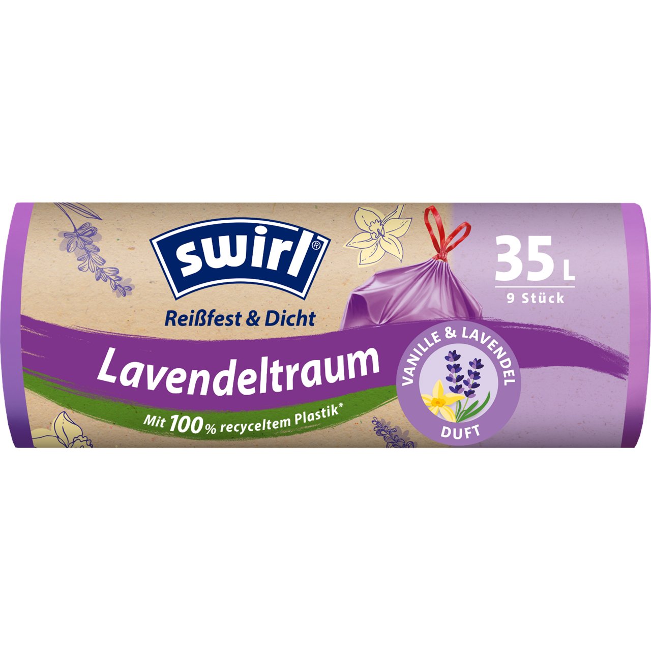 Swirl Duft-Müllbeutel Lavendeltraum 35L Verpackung Vorderseite
