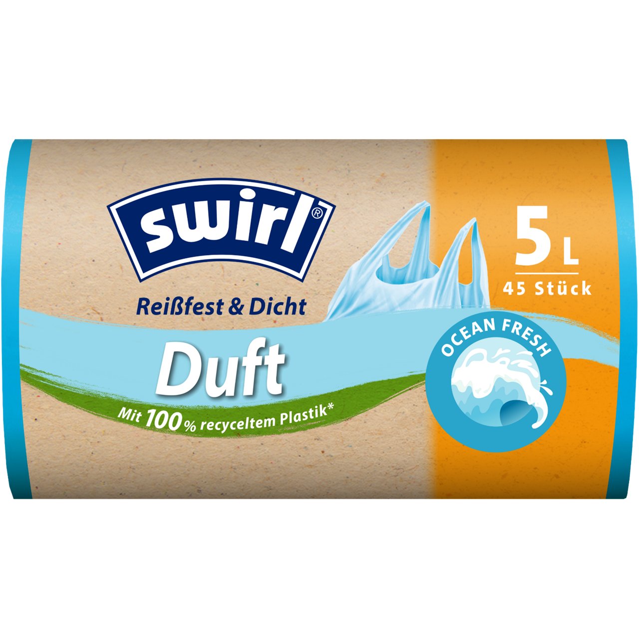 Swirl Ocean fresh-Müllbeutel Verpackung Vorderseite - 5 Liter