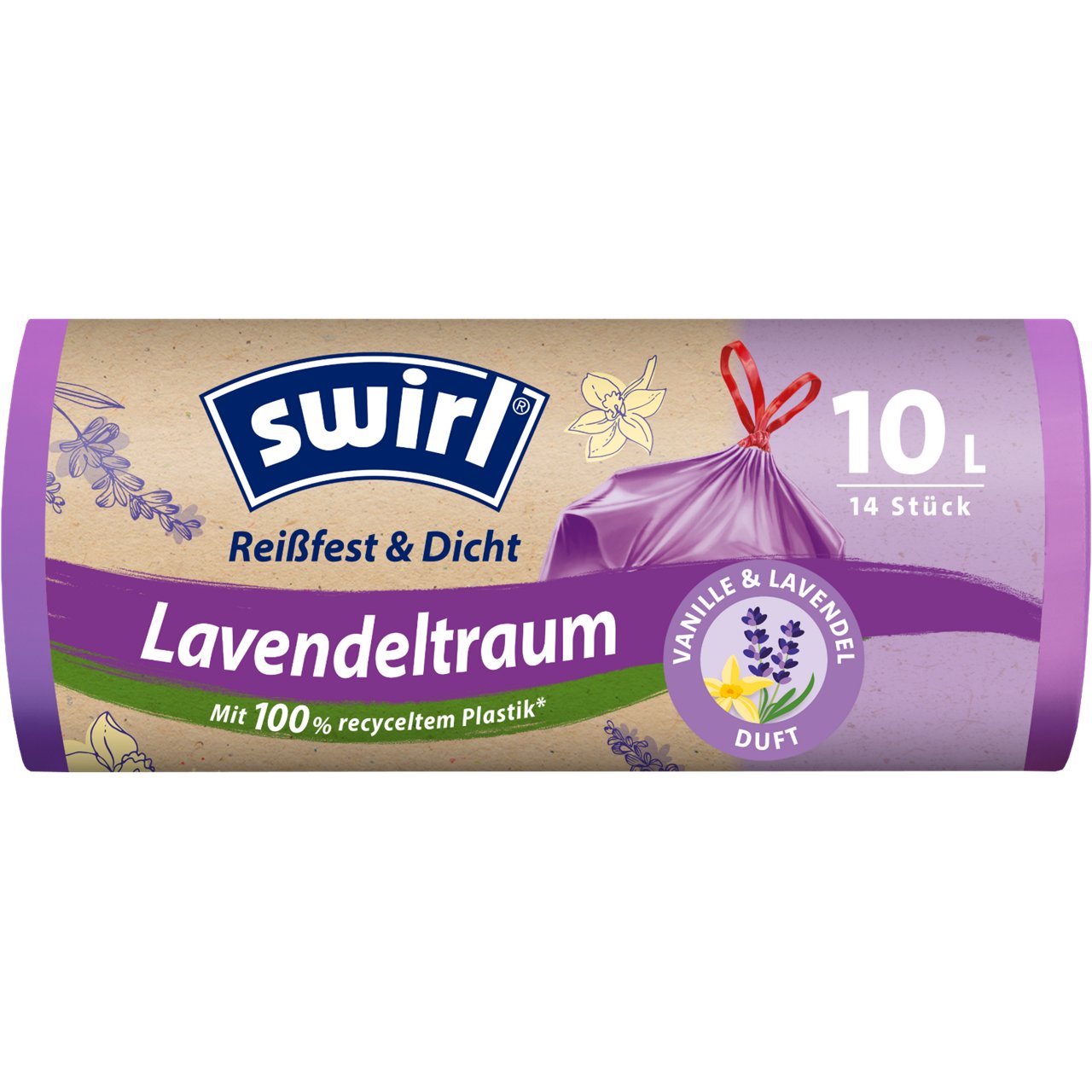 Swirl Duft-Müllbeutel Lavendeltraum 10L Verpackung Vorderseite