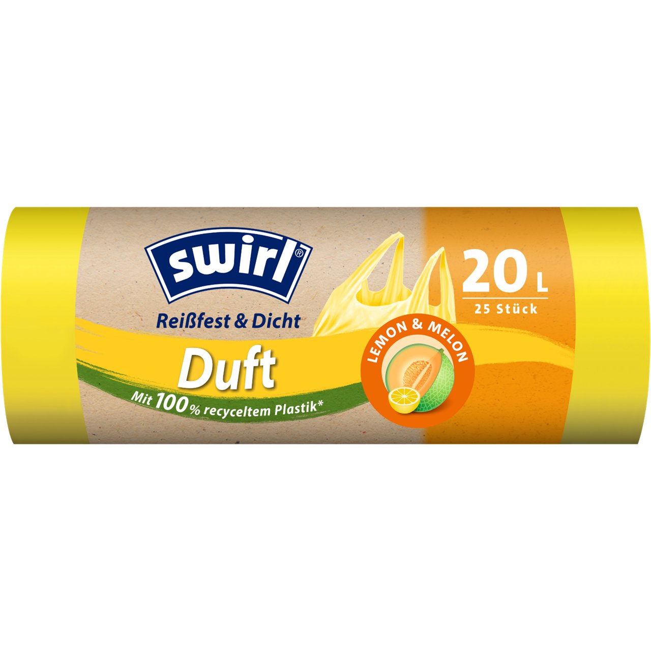 Swirl Lemon-Melon-Duft-Müllbeutel Verpackung Vorderseite - 20 Liter