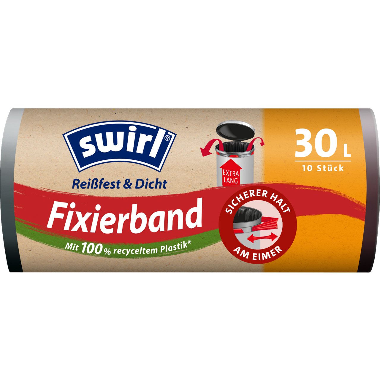 Swirl Fixierband Müllbeutel 30L Verpackung Vorderseite