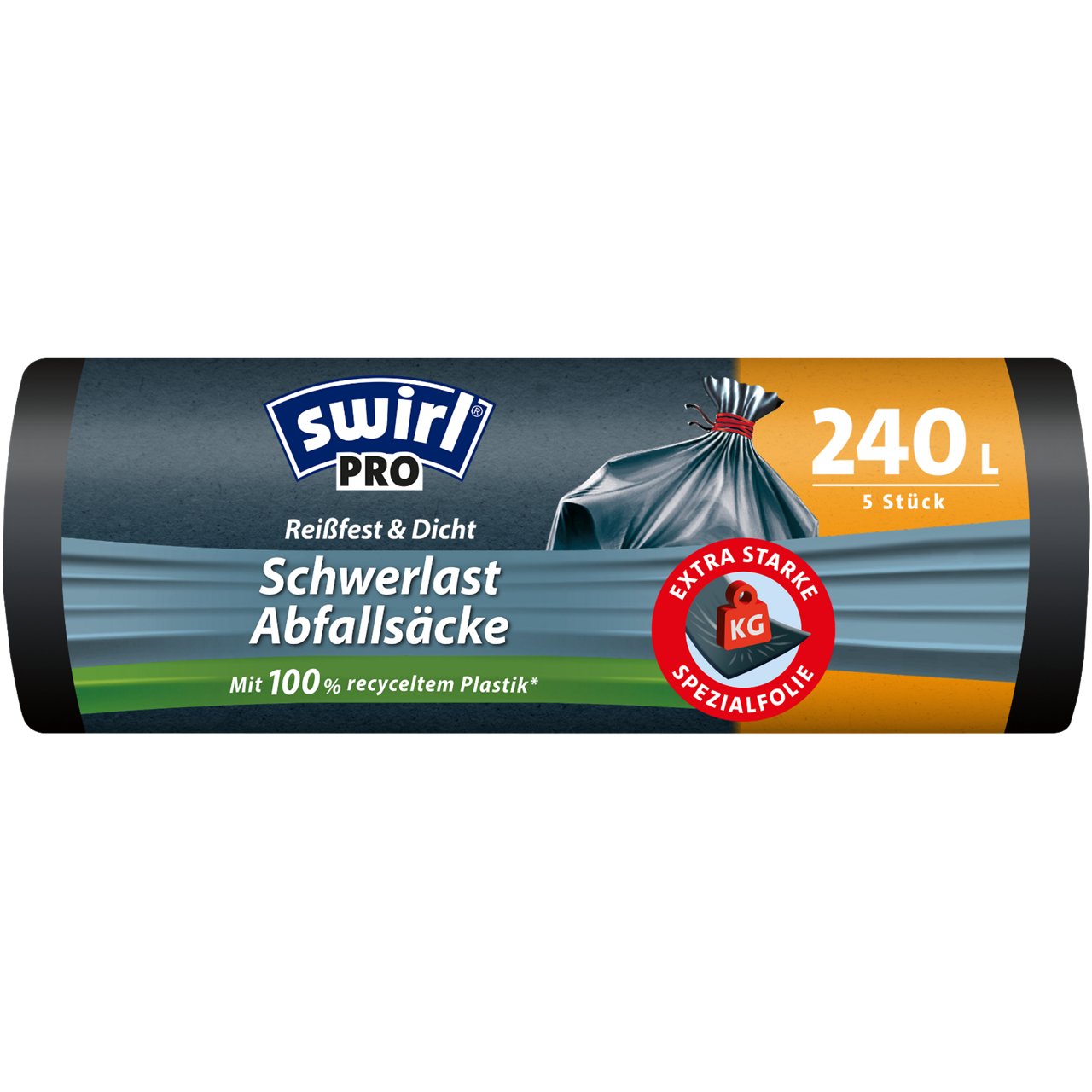 Swirl Schwerlast Abfallsäcke Verpackung Vorderseite - 240 Liter