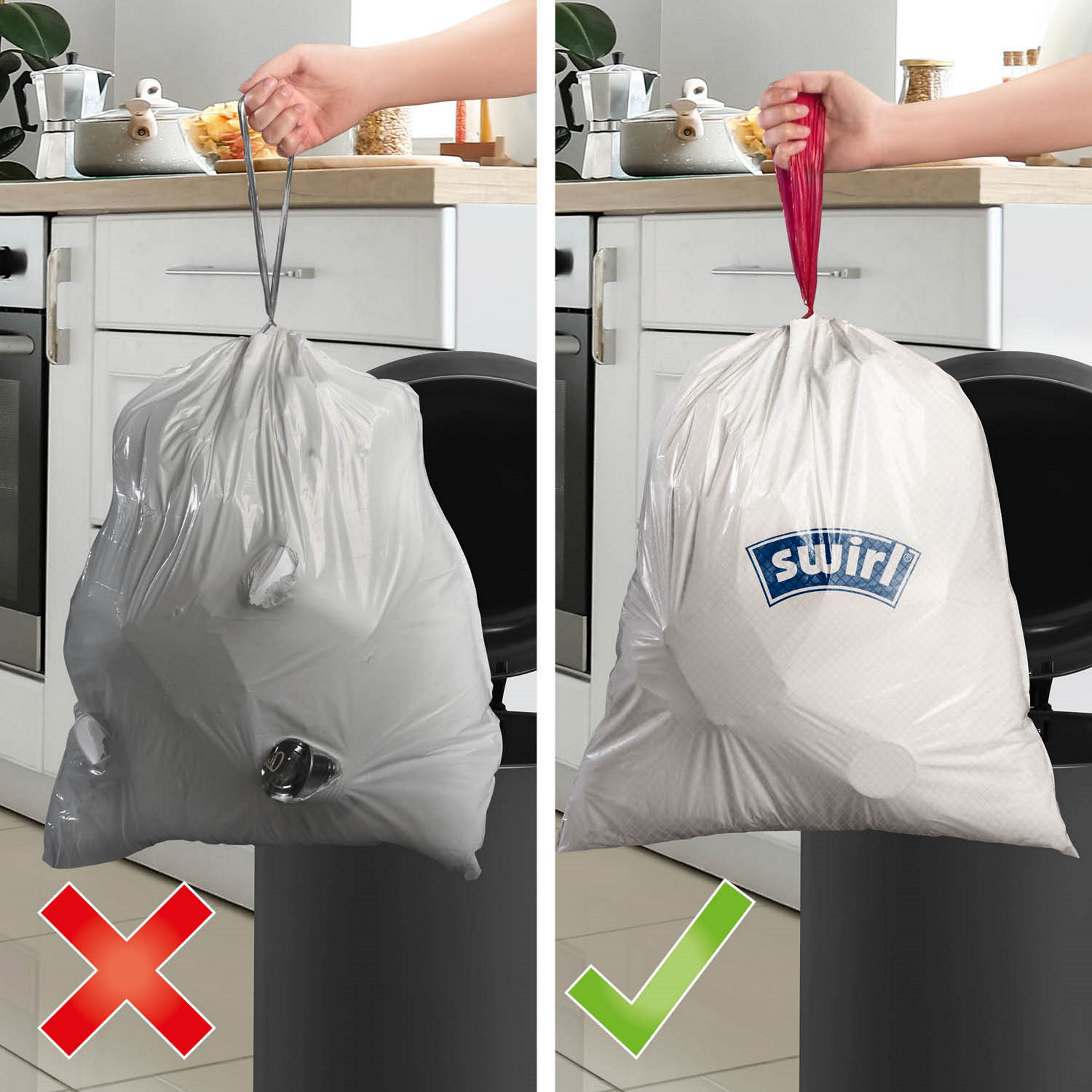 Swirl Müllbeutel Swirl® Zugband-Müllbeutel 35 L Reißfest & Dicht