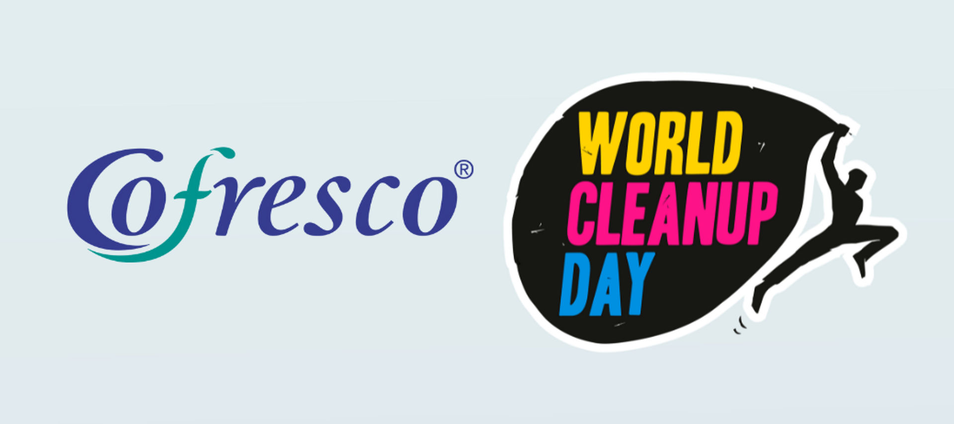 Das Cofresco-Logo steht neben dem World Cleanup Day Logo auf hellem Hintergrund