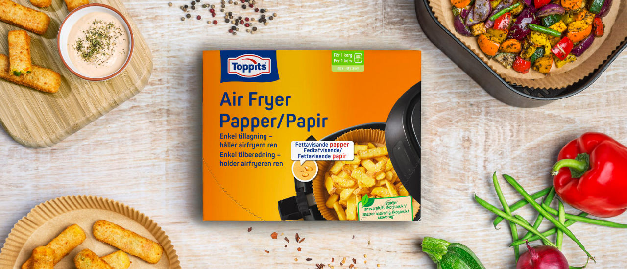 Toppits Airfryer papper gör matlagningen enklare och hälsosammare. Skyddar din airfryer, minskar behovet av fett och gör rengöringen snabb och enkel. Perfekt passform för de flesta airfryers!