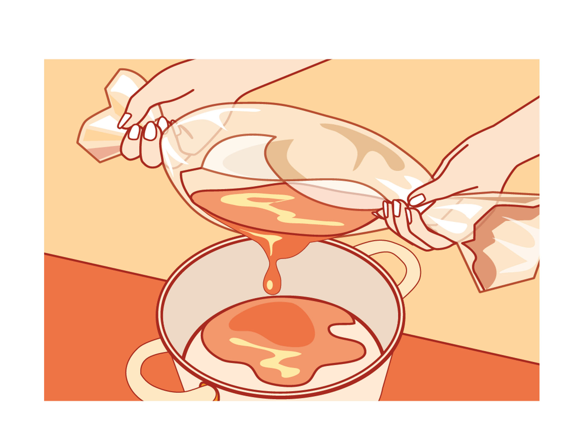Bratensaft wird aus dem Toppits Bratschlauch in einen Topf zum Kochen von Soße gegossen.