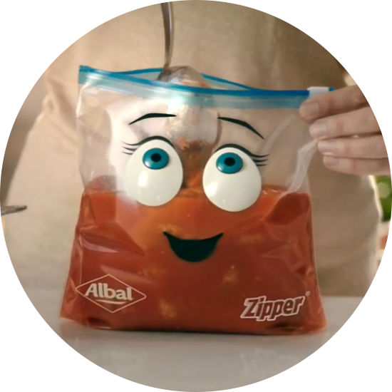 Bolsa de plástico Albal Zipper con cara sonriente dibujada