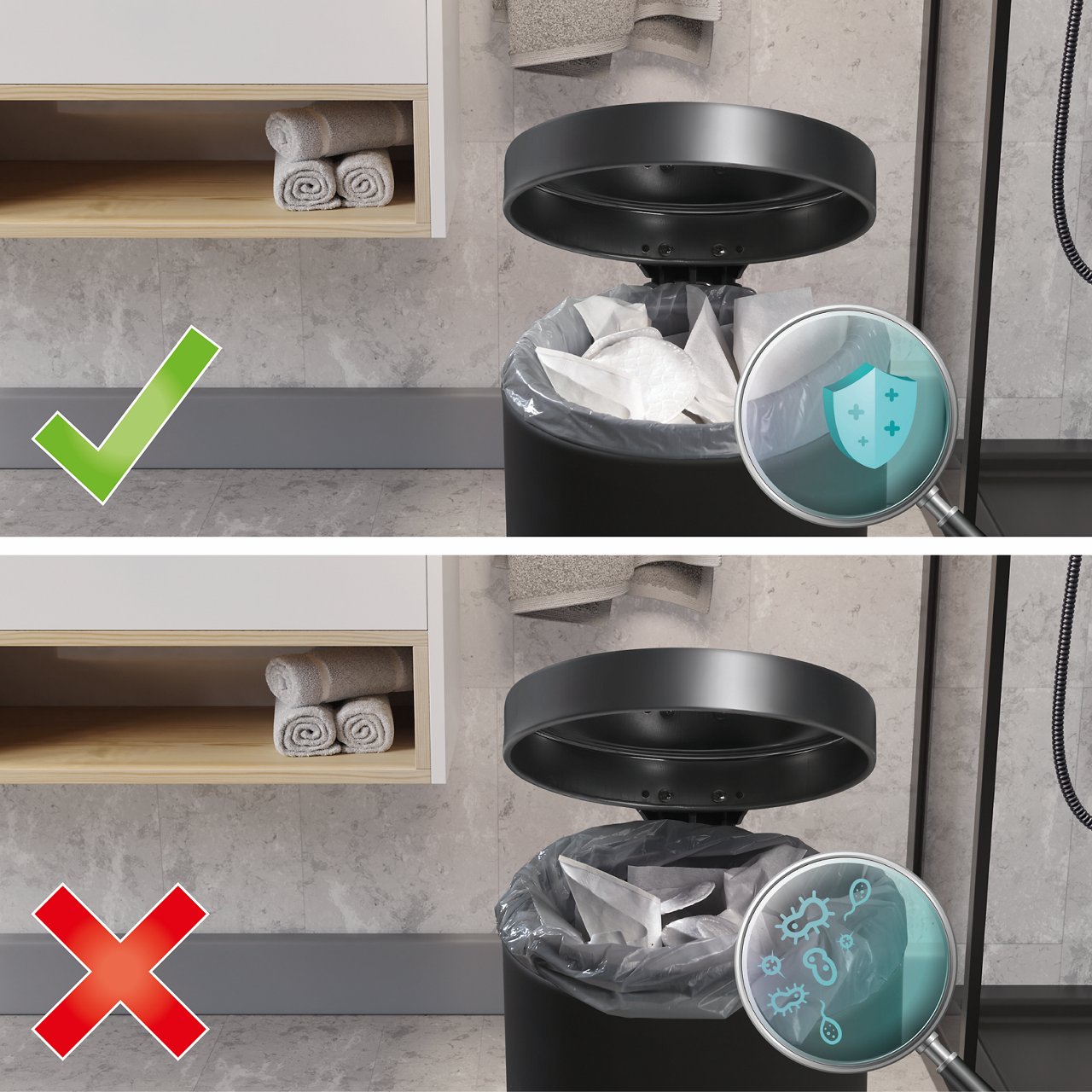 Vergleich: Swirl antibakterielle Beutel versus herkömmlichen Beutel 