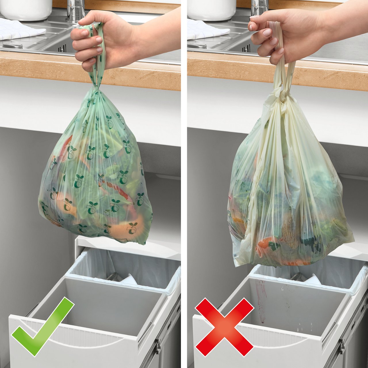 Vergleich: Swirl Papierbeutel sind nassfest versus herkömmlichen Beutel tropfen