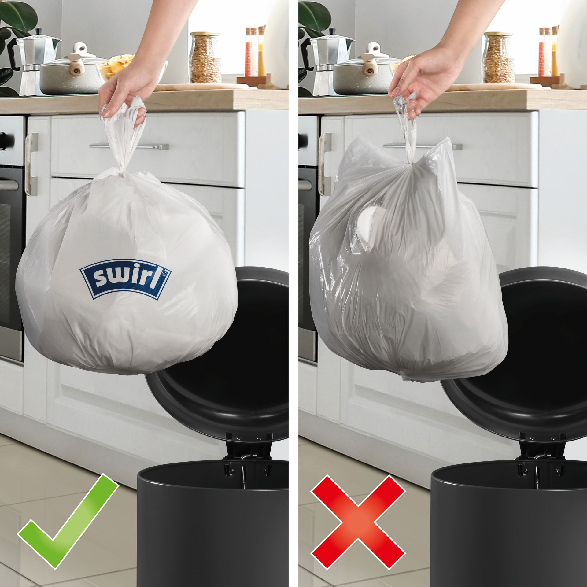 extra verstärkte Folie, Tragegriff, 100% recyceltes Plastik
