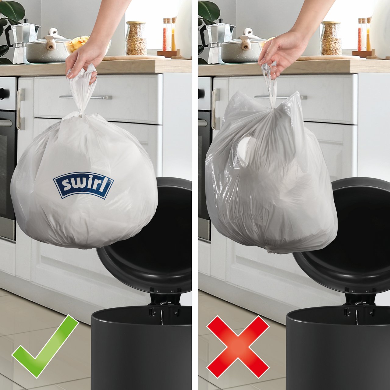 extra verstärkte Folie, Tragegriff, 100% recyceltes Plastik
