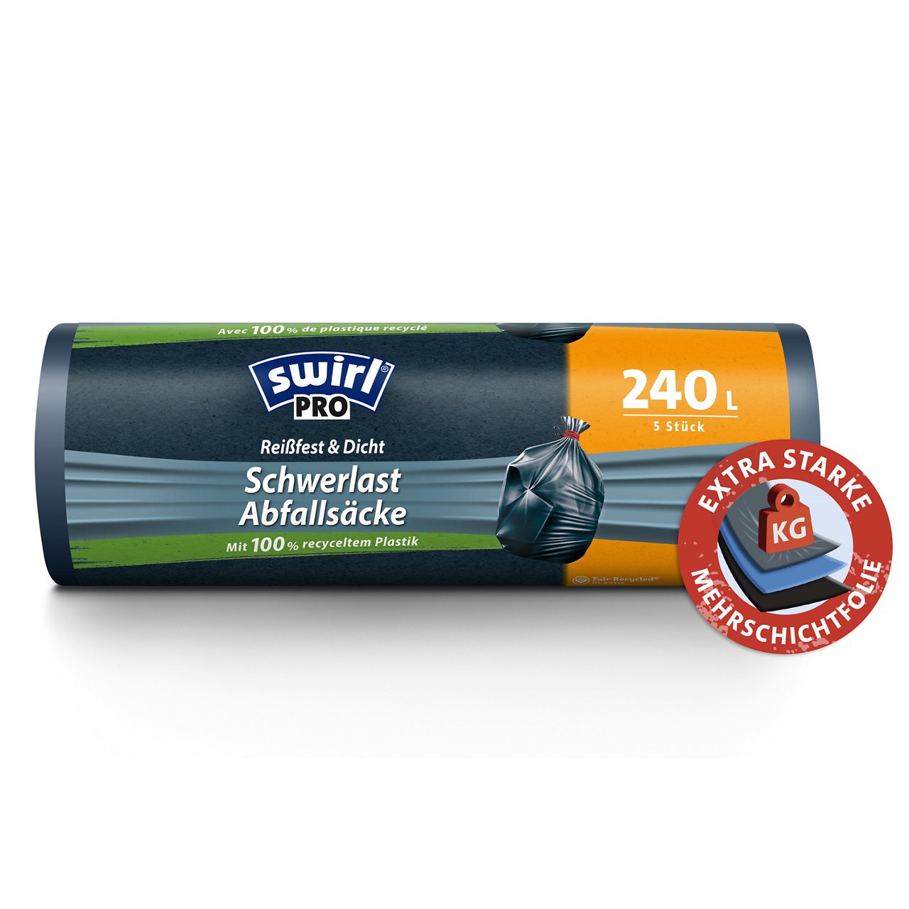 Swirl Abfallsäcke Verpackung Vorderseite - 240 Liter, 5 Beutel