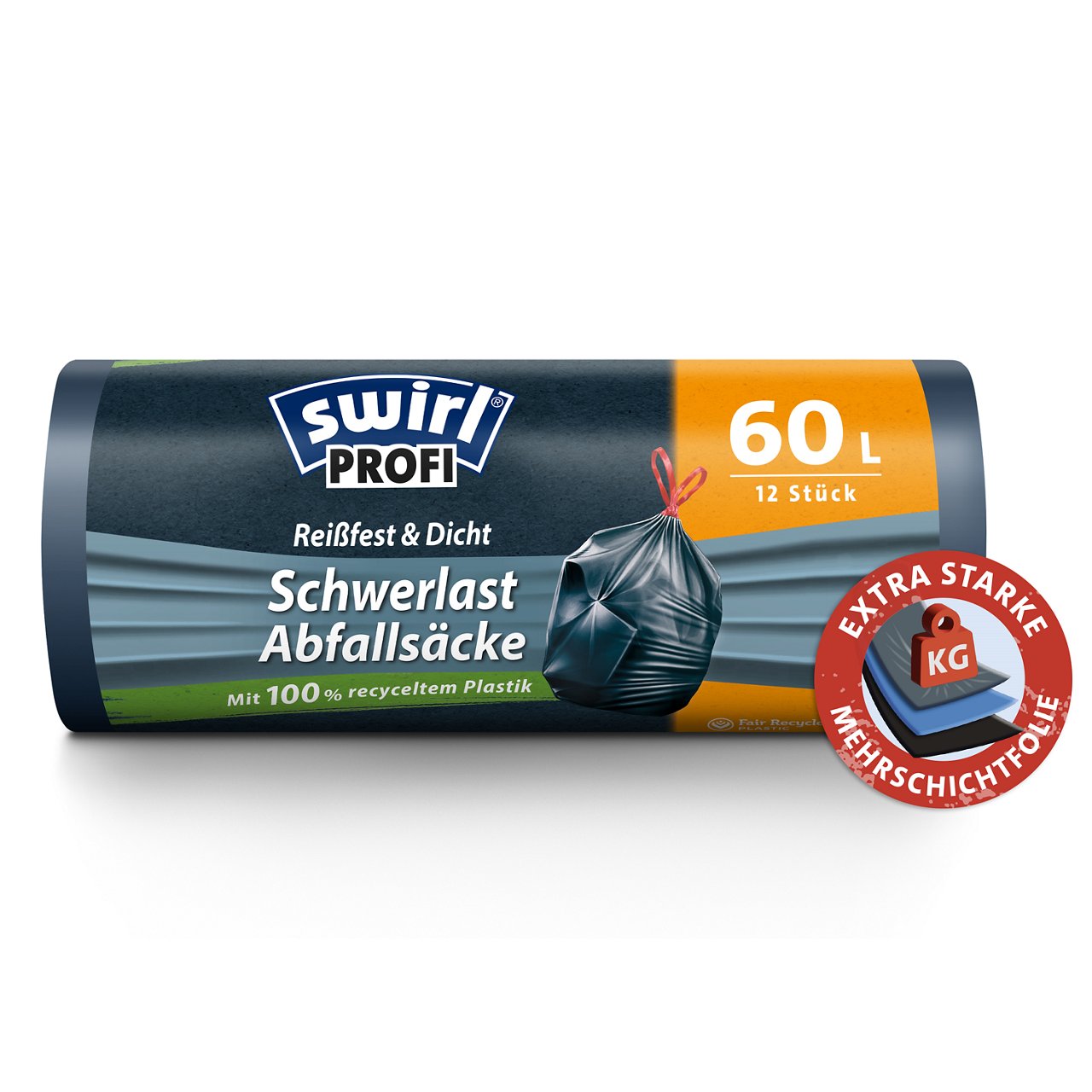 Swirl Abfallsäcke Verpackung Vorderseite -  60 Liter, 12 Beutel