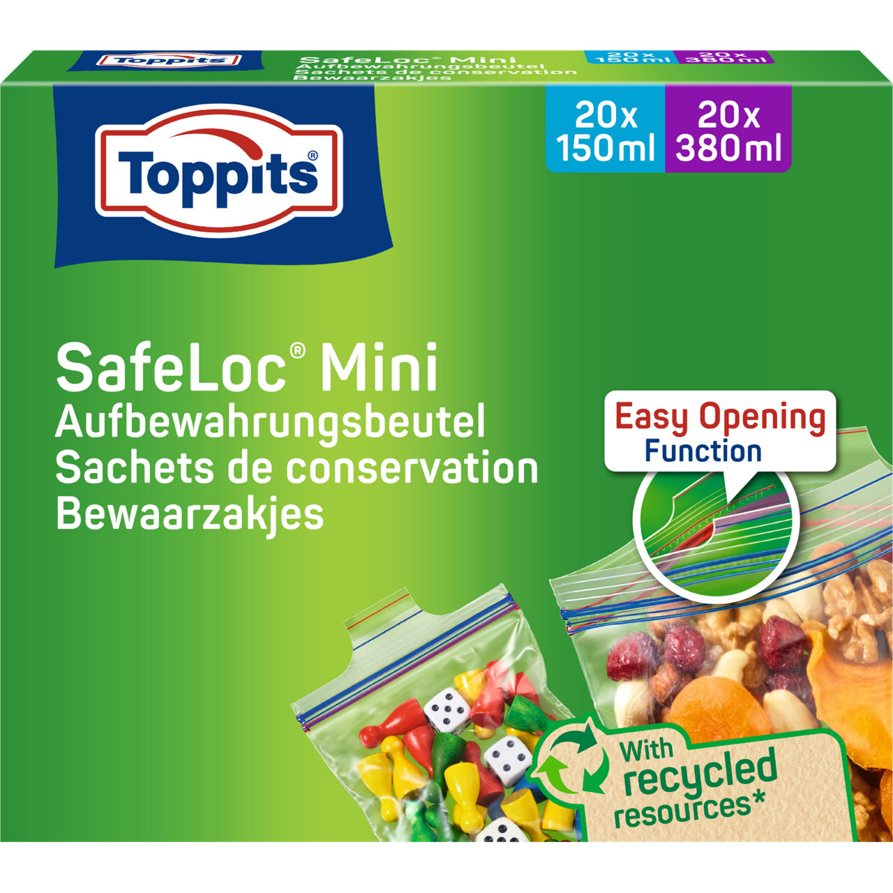 Toppits SafeLoc Mini Aufbewahrungsbeutel Verpackungsvorderseite