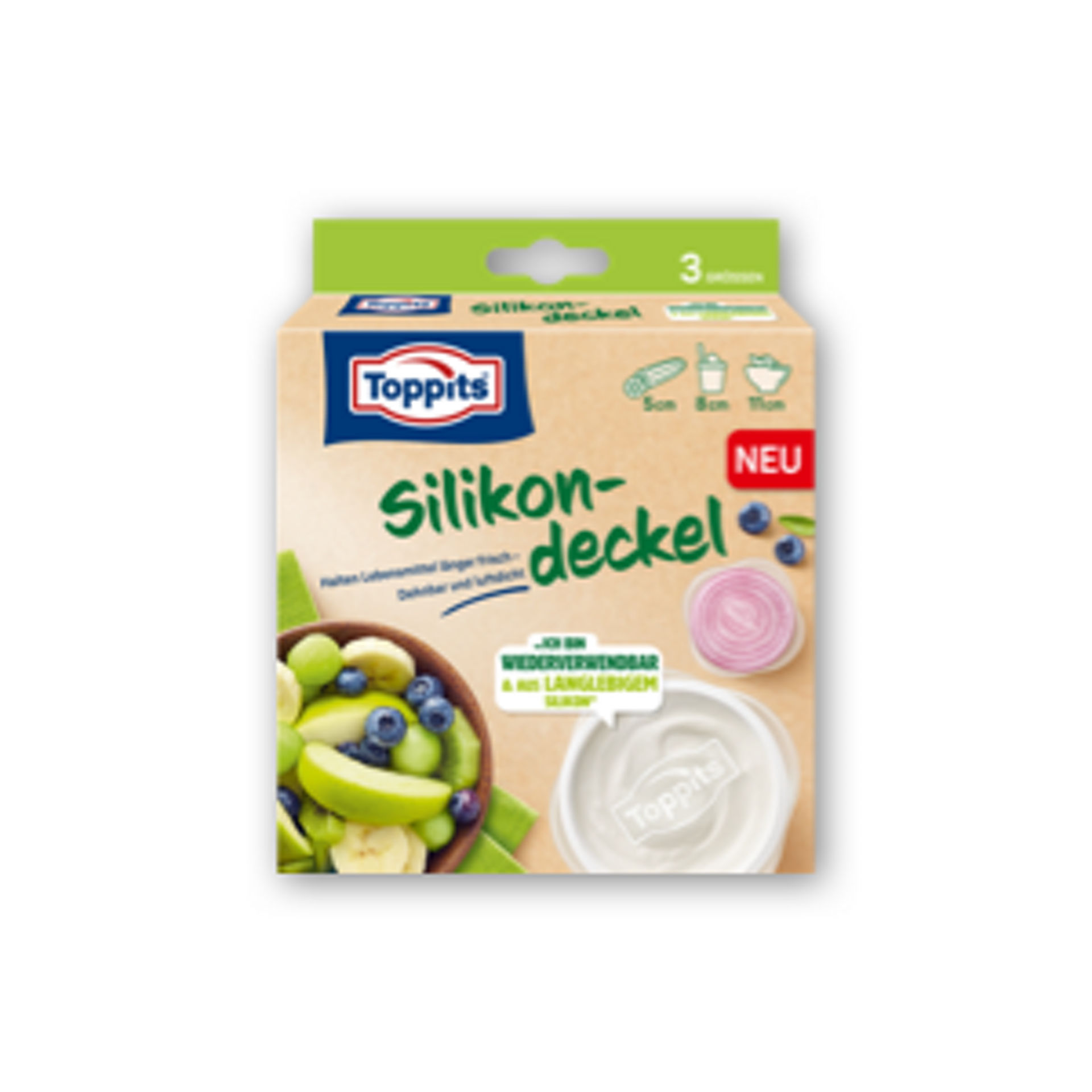 Toppits Silikon Deckel Verpackung aus dem Jahr 2022