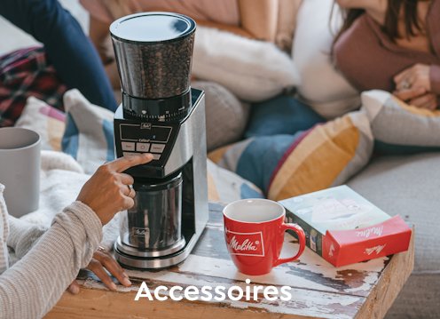 Melitta® acc uk wooden table with red melitta filter next to it 