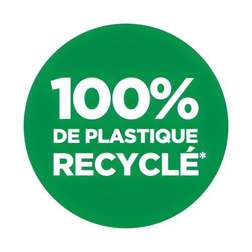 Pictogramme illustrant 100 % plastique recyclé
