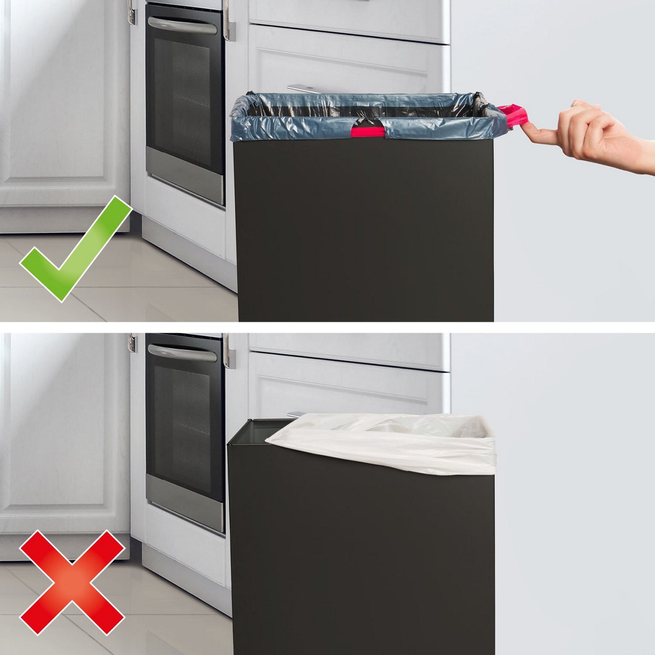 Sacs poubelle Handybag 35 litres présentés dans une cuisine élégante