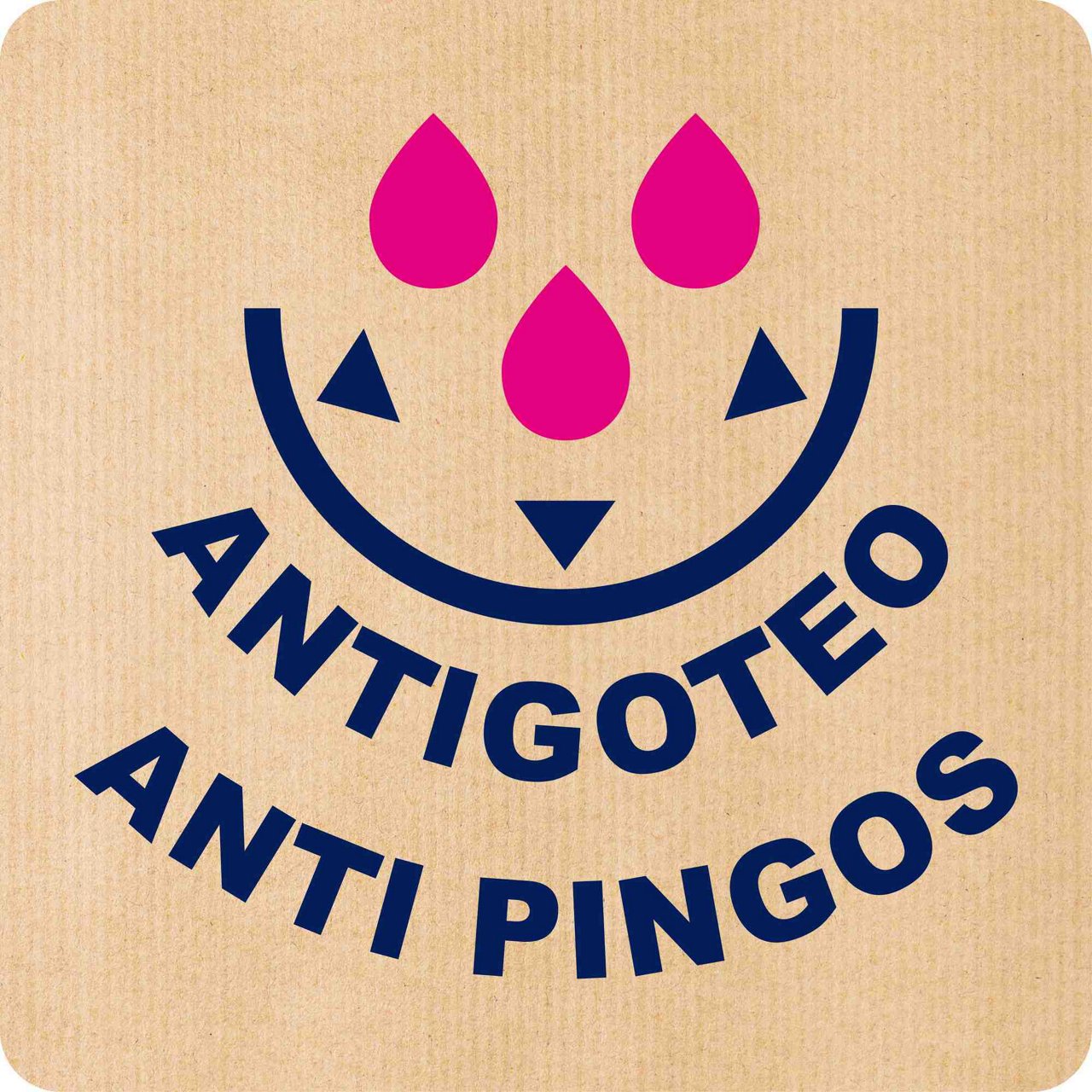 Pictograma que ilustra las gotas rosas antigoteo que evitan fugas en bolsas de basura Handybag