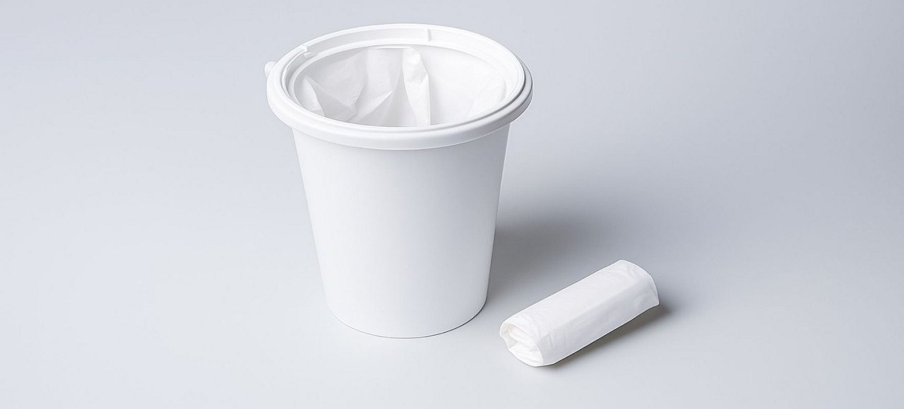 Balde branco com saco de lixo Handybag em rolo